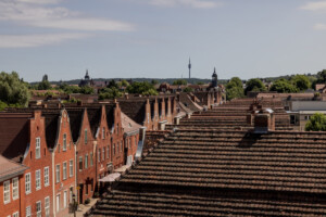 View of the brick facades of the Dutch Quarter from the hotel room.