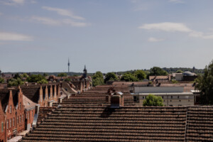View over the roofs of the Dutch Quarter from the hotel room.